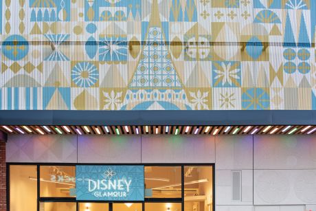 Kriskadecor architectural chain mesh feature above a Disney Glamour retail shopfront